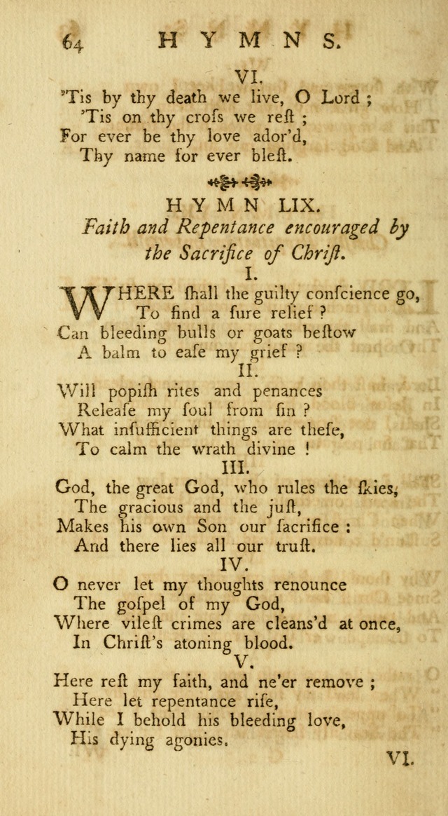 A Collection of Hymns, More Particularly Designed for the Use of the  West Society in Boston. (2nd ed. with Additions) page 64