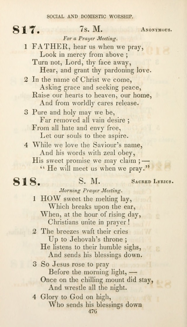 Christian Hymns for Public and Private Worship: a collection compiled  by a committee of the Cheshire Pastoral Association (11th ed.) page 476