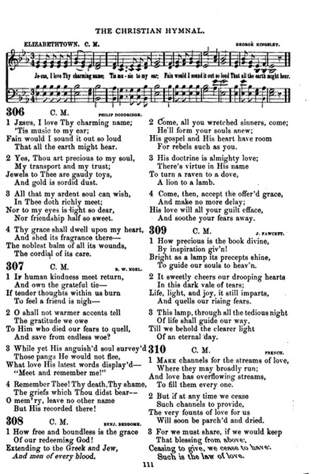 The Christian hymnal: a collection of hymns and tunes for congregational and social worship; in two parts (Rev.) page 111