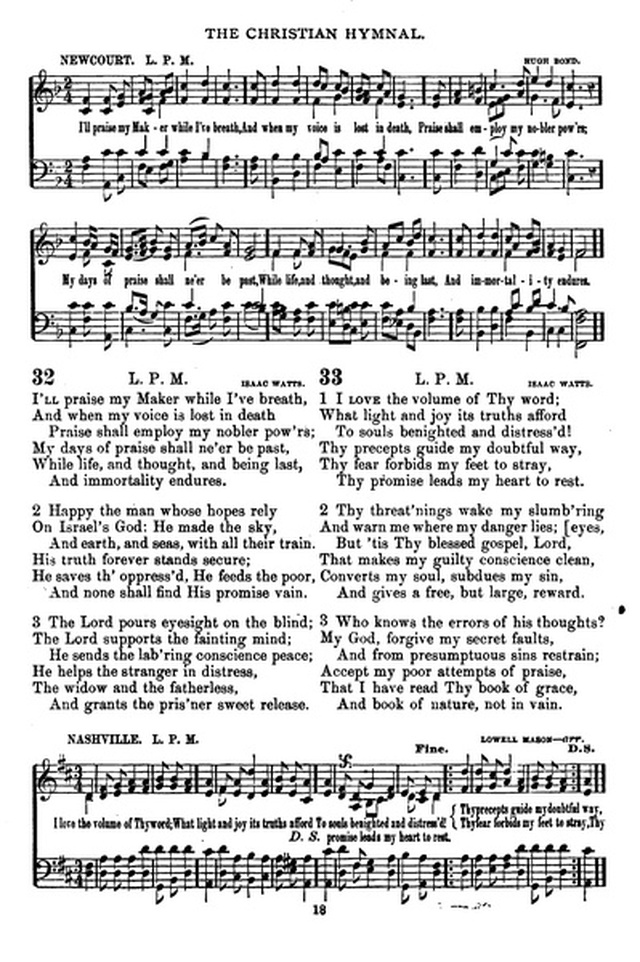 The Christian hymnal: a collection of hymns and tunes for congregational and social worship; in two parts (Rev.) page 18