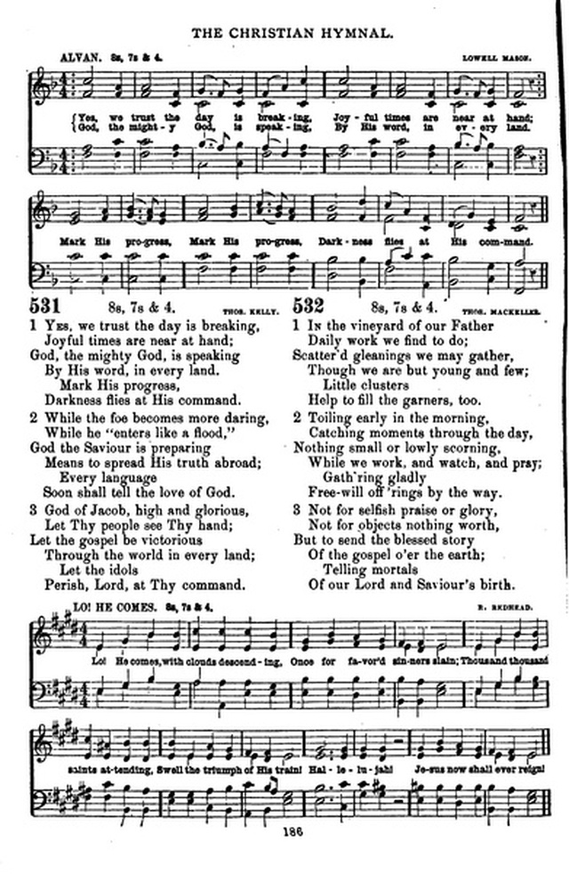 The Christian hymnal: a collection of hymns and tunes for congregational and social worship; in two parts (Rev.) page 186