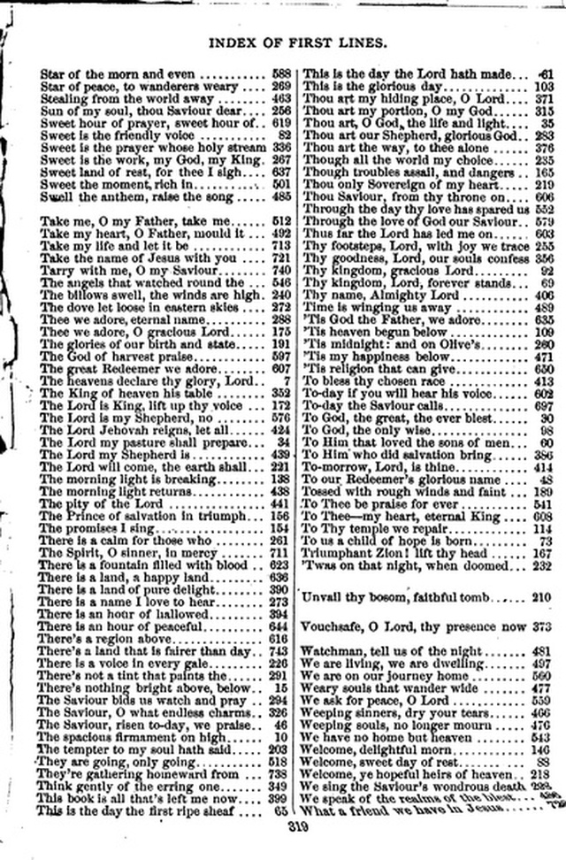 The Christian hymnal: a collection of hymns and tunes for congregational and social worship; in two parts (Rev.) page 319
