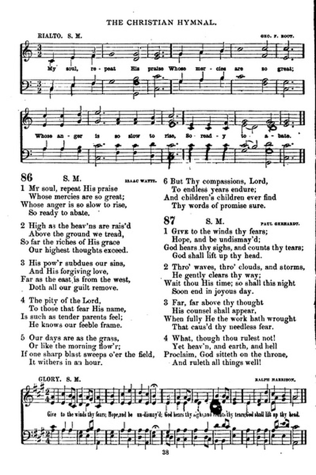 The Christian hymnal: a collection of hymns and tunes for congregational and social worship; in two parts (Rev.) page 38