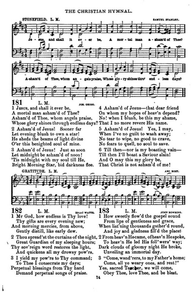 The Christian hymnal: a collection of hymns and tunes for congregational and social worship; in two parts (Rev.) page 74