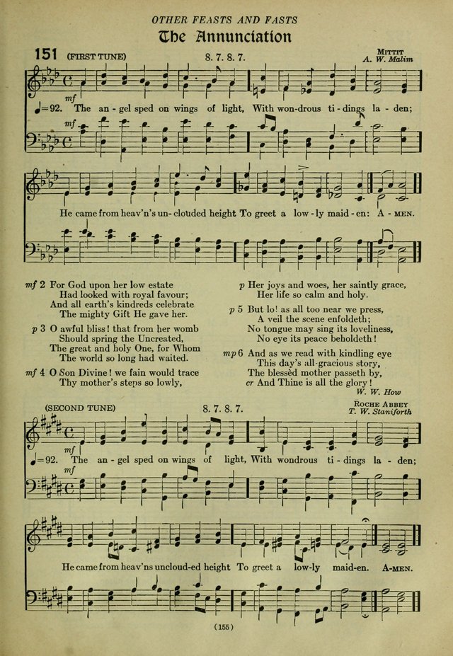 The Church Hymnal: containing hymns approved and set forth by the general conventions of 1892 and 1916; together with hymns for the use of guilds and brotherhoods, and for special occasions (Rev. ed) page 156
