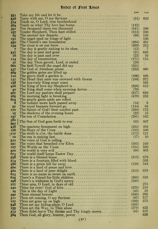 The Church Hymnal: containing hymns approved and set forth by the general conventions of 1892 and 1916; together with hymns for the use of guilds and brotherhoods, and for special occasions (Rev. ed) page xix
