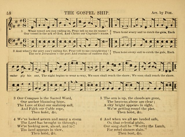 The Christian Harp and Sabbath School Songster: designed for the use of the social religious circle, revivals, and the Sabbath school (14th ed.) page 58