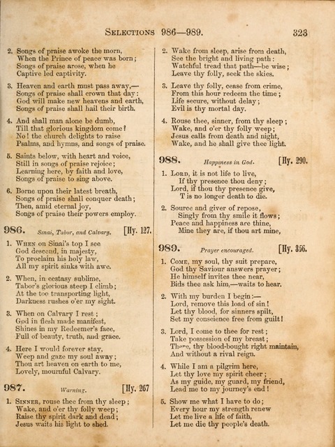 Congregational Hymn and Tune Book; containing the Psalms and Hymns of the General Association of Connecticut, adapted to Suitable Tunes page 323