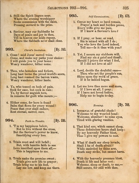 Congregational Hymn and Tune Book; containing the Psalms and Hymns of the General Association of Connecticut, adapted to Suitable Tunes page 325