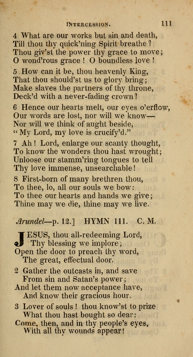 A Collection of Hymns for the Use of the Methodist Episcopal Church: principally from the collection of  Rev. John Wesley, M. A., late fellow of Lincoln College, Oxford; with... (Rev. & corr.) page 111