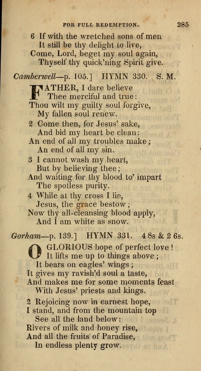 A Collection of Hymns for the Use of the Methodist Episcopal Church: principally from the collection of  Rev. John Wesley, M. A., late fellow of Lincoln College, Oxford; with... (Rev. & corr.) page 285