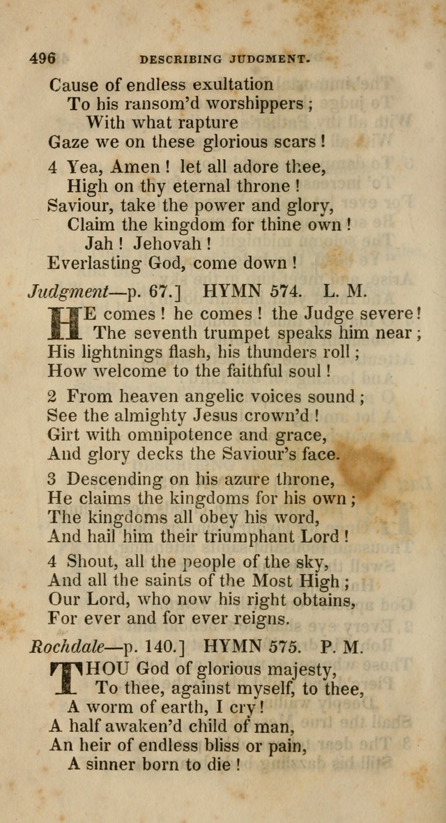 A Collection of Hymns for the Use of the Methodist Episcopal Church: principally from the collection of  Rev. John Wesley, M. A., late fellow of Lincoln College, Oxford; with... (Rev. & corr.) page 496