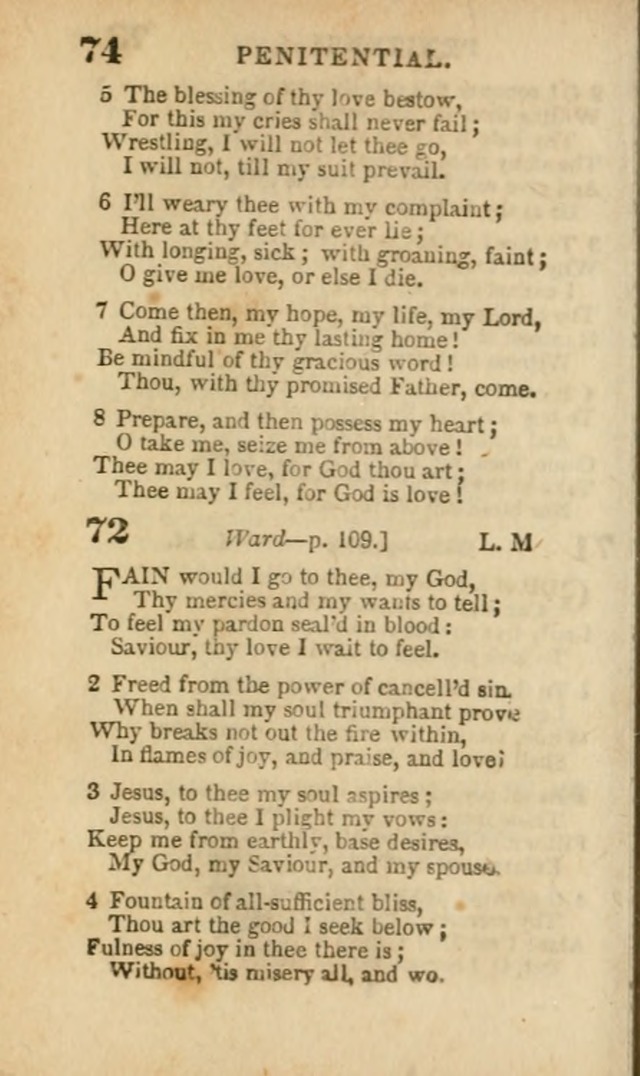 A Collection of Hymns: for the use of the Methodist Episcopal Church, principally from the collection of the Rev. John Wesley, A. M., late fellow of Lincoln College..(Rev. and corr. with a supplement) page 74