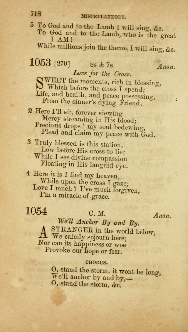 A Collection of Hymns, for the use of the United Brethren in Christ: taken from the most approved authors, and adapted to public and private worship page 722