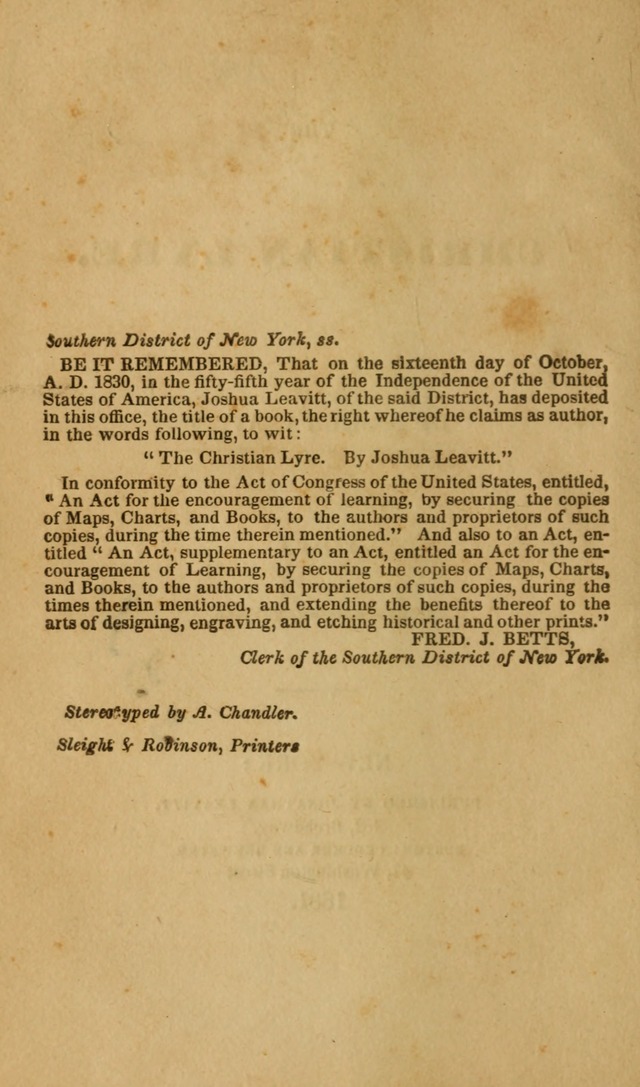 The Christian Lyre: Vol I (8th ed. rev.) page 2