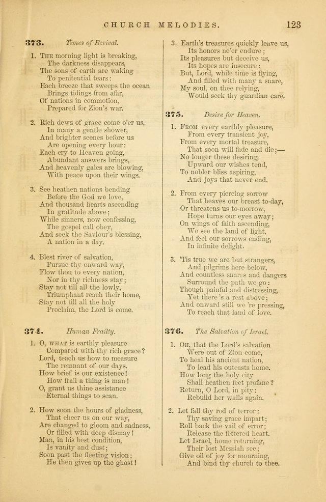 Church Melodies: collection of psalms and hymns, with appropriate music. For the use of congregations. page 123