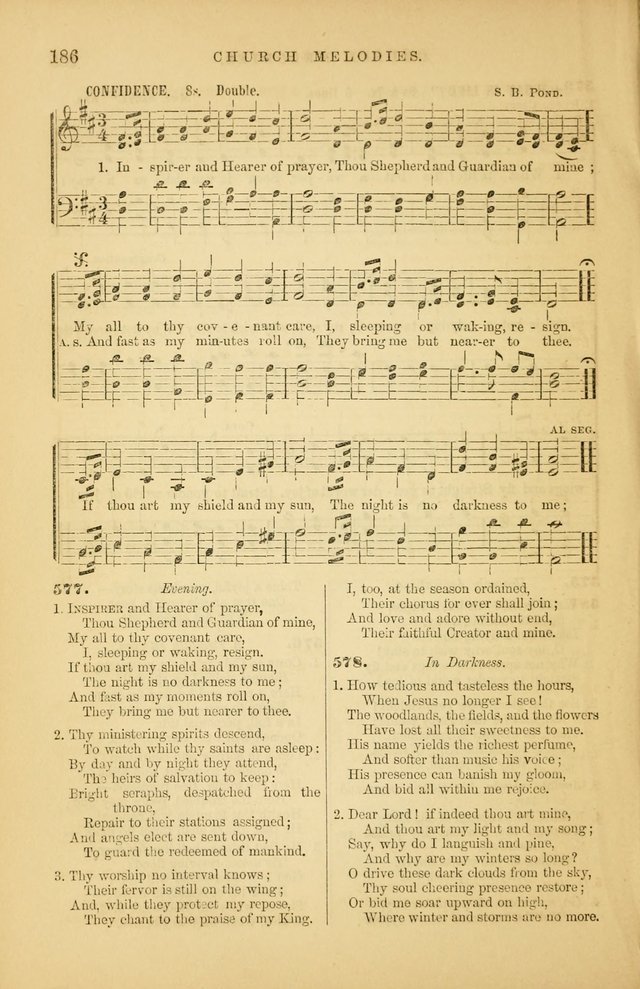 Church Melodies: collection of psalms and hymns, with appropriate music. For the use of congregations. page 186