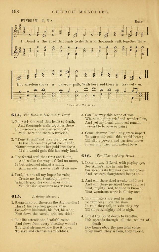 Church Melodies: collection of psalms and hymns, with appropriate music. For the use of congregations. page 198