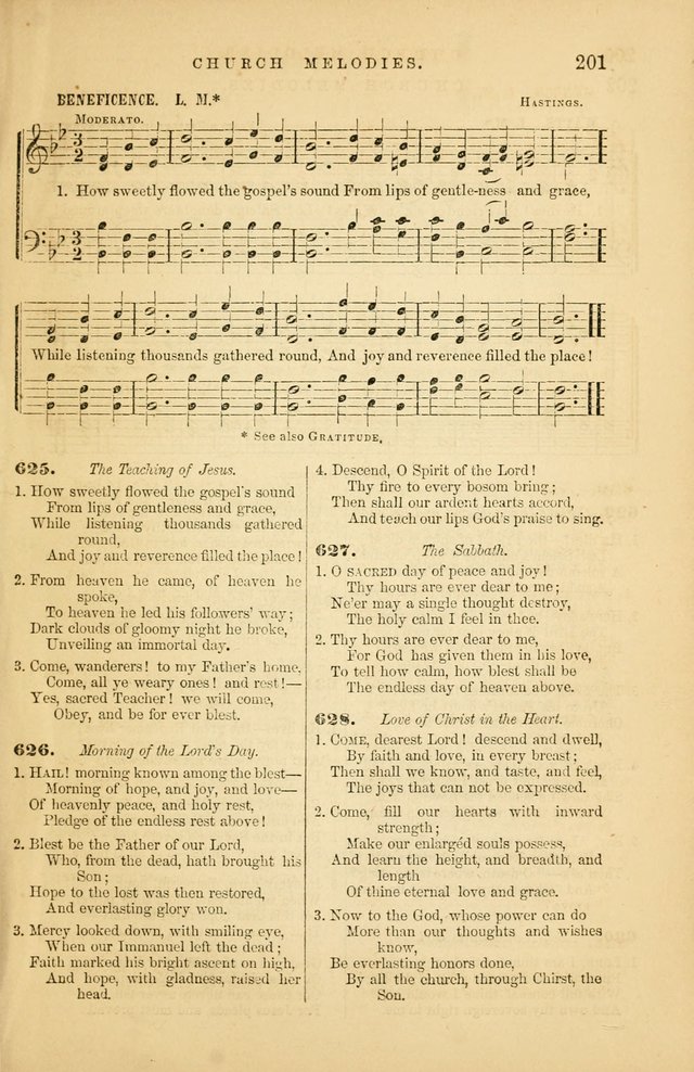 Church Melodies: collection of psalms and hymns, with appropriate music. For the use of congregations. page 201