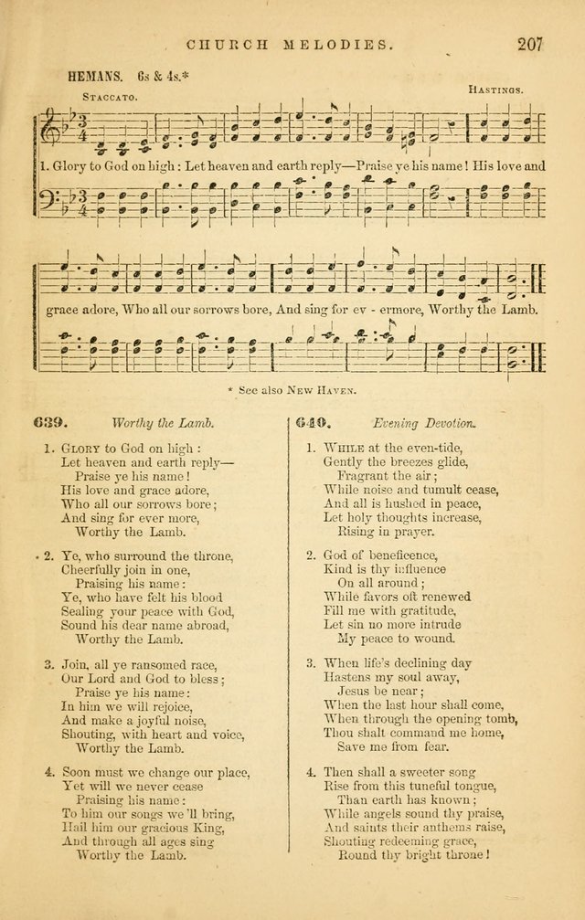 Church Melodies: collection of psalms and hymns, with appropriate music. For the use of congregations. page 207