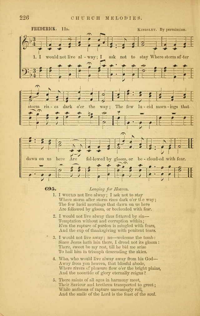 Church Melodies: collection of psalms and hymns, with appropriate music. For the use of congregations. page 226