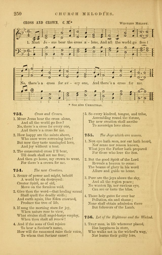 Church Melodies: collection of psalms and hymns, with appropriate music. For the use of congregations. page 250