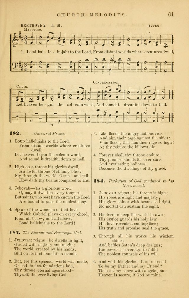 Church Melodies: collection of psalms and hymns, with appropriate music. For the use of congregations. page 61