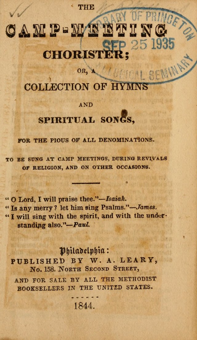 The Camp-Meeting Chorister: or, a collection of hymns and spiritual songs, for the pious of all denominations. To be sung at camp meetings, during revivals of religion, and on other occasions page vii