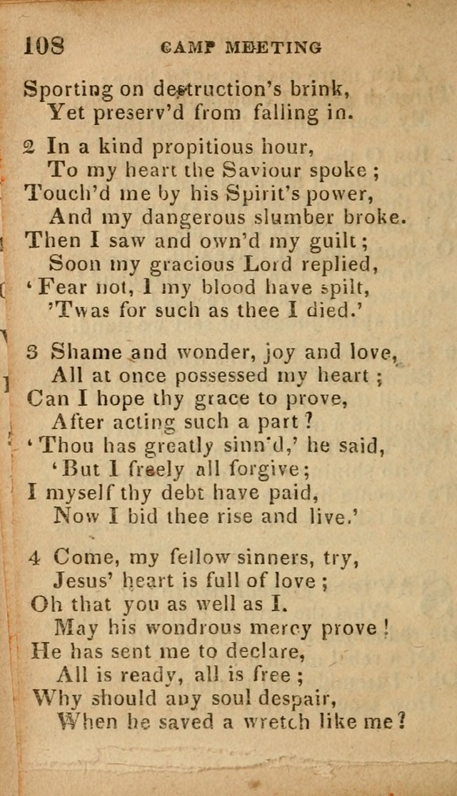 The Camp Meeting Hymn Book: containing the most approved hymns and spiritual songs Used by the Methodist Connexion in the United States page 110