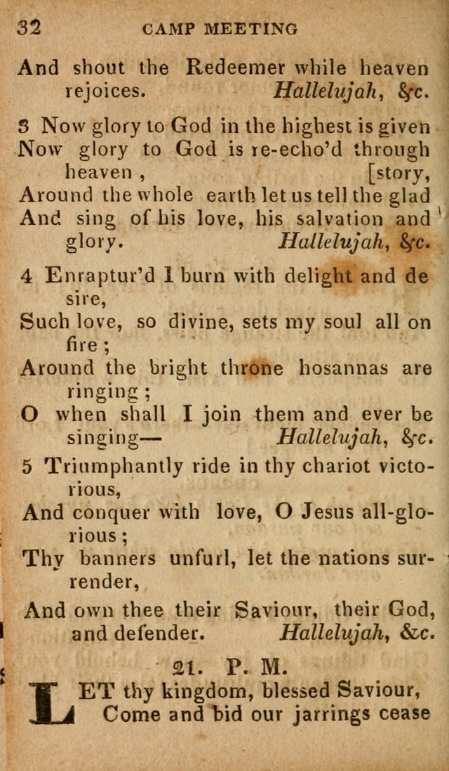 The Camp Meeting Hymn Book: containing the most approved hymns and spiritual songs Used by the Methodist Connexion in the United States page 32