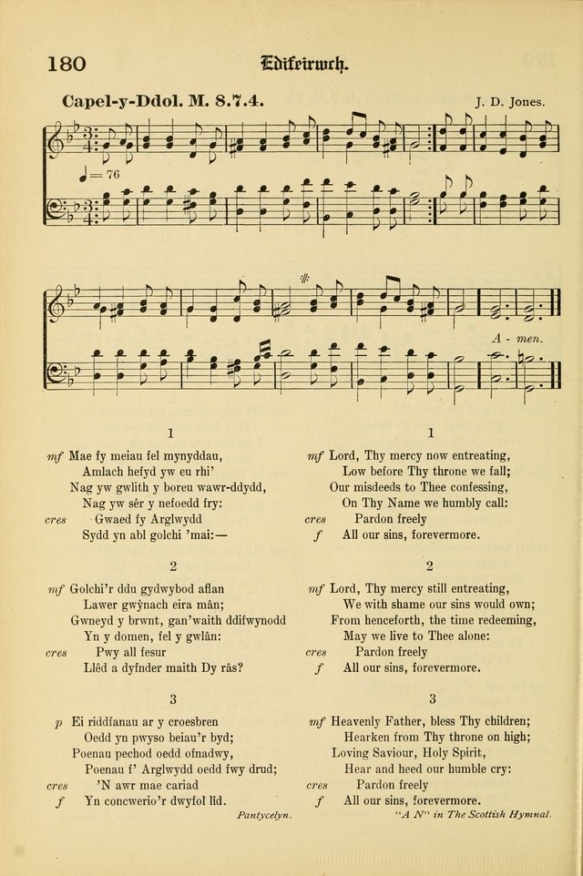 Cân a Mawl: llyfr hymna a thonau Methodistiaid Calfinaidd Unol Dalaethau yr America=Song and Praise: the hymnal of the Calvinistic Methodist Church of the United States of America page 184