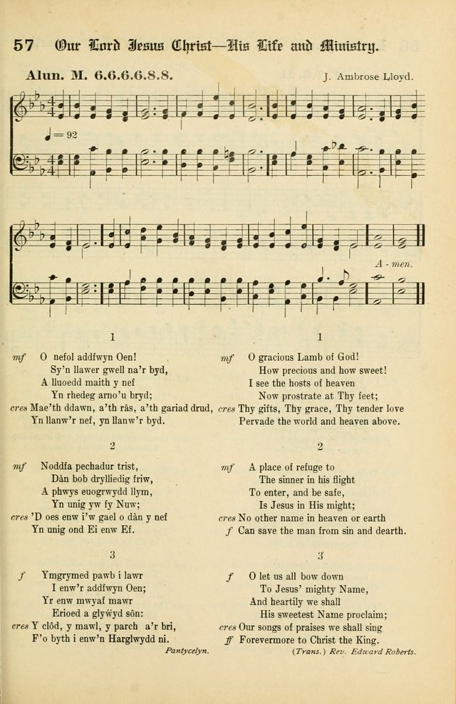 Cân a Mawl: llyfr hymna a thonau Methodistiaid Calfinaidd Unol Dalaethau yr America=Song and Praise: the hymnal of the Calvinistic Methodist Church of the United States of America page 59