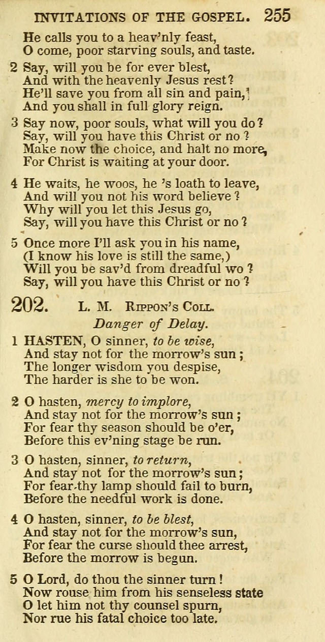 The Christian Psalmist: being a collection of psalms, hymns, and spiritual songs compiled from the most approved authors, and designed as a standard hymn book for public and social worship page 255