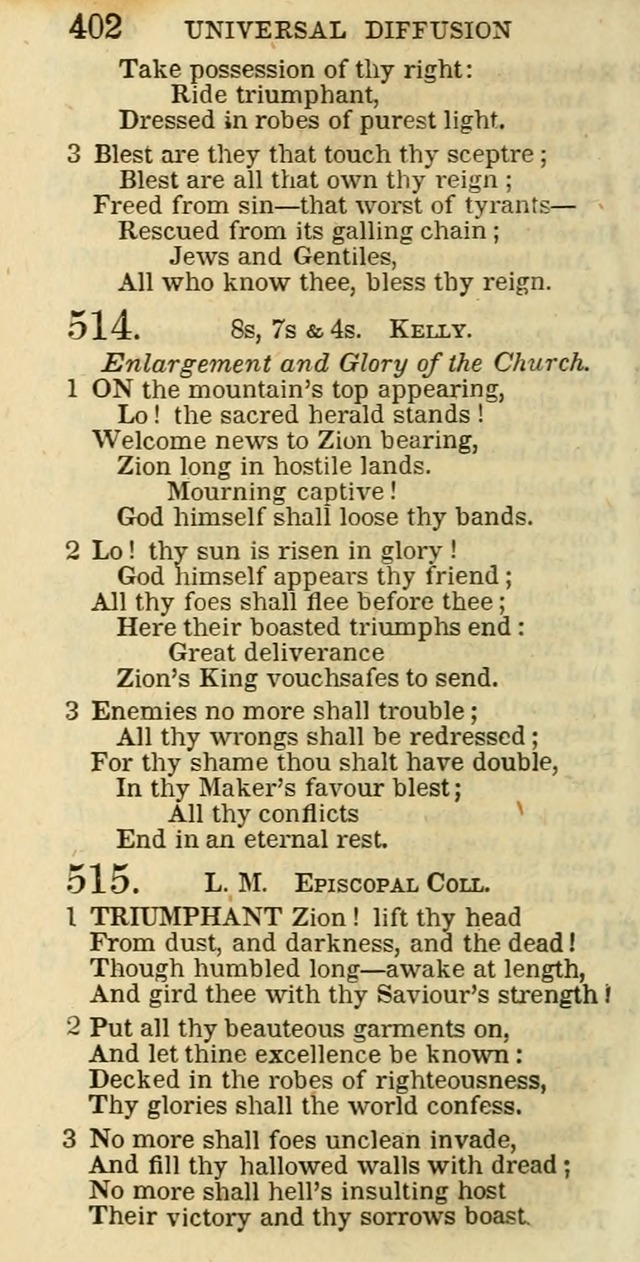 The Christian Psalmist: being a collection of psalms, hymns, and spiritual songs compiled from the most approved authors, and designed as a standard hymn book for public and social worship page 402