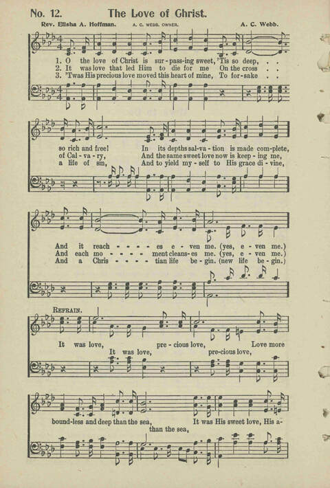 Christian Praise: edited and compiled for use in Sunday schools, churches, evangelistic meetings, singing conventions and all religious services page 12