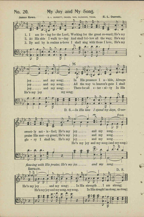 Christian Praise: edited and compiled for use in Sunday schools, churches, evangelistic meetings, singing conventions and all religious services page 20