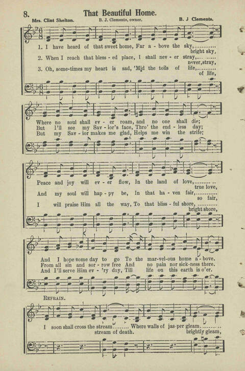 Christian Praise: edited and compiled for use in Sunday schools, churches, evangelistic meetings, singing conventions and all religious services page 8