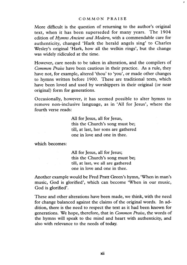 Common Praise: A new edition of Hymns Ancient and Modern page xii