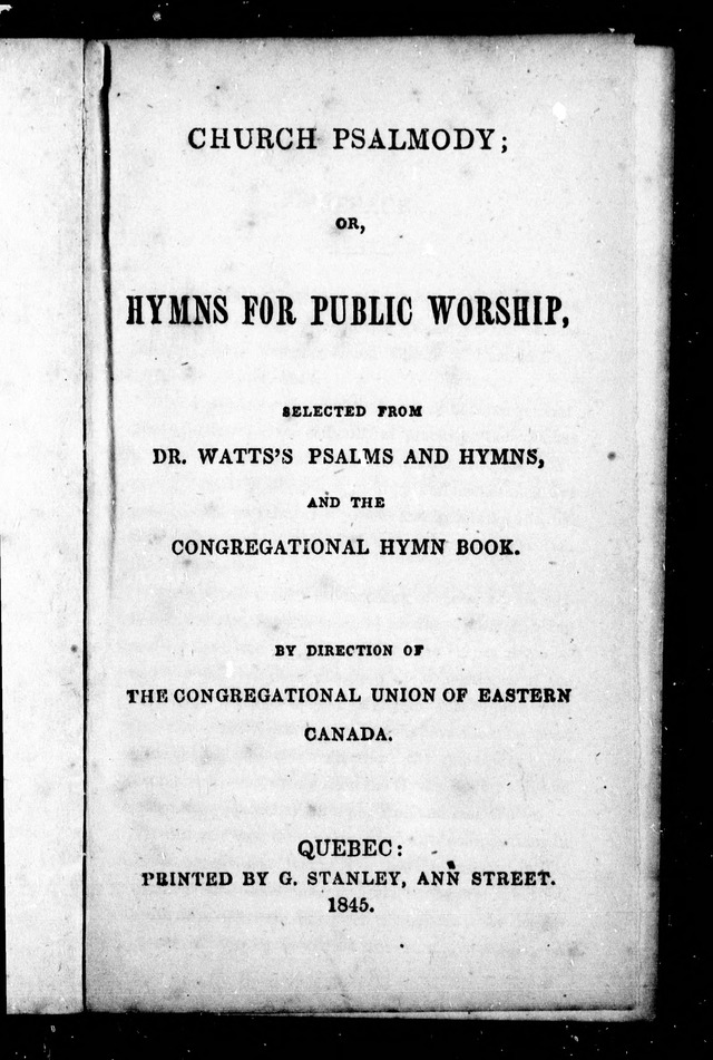 Church Psalmody: or, hymns for public worship, selected from Dr. Watts