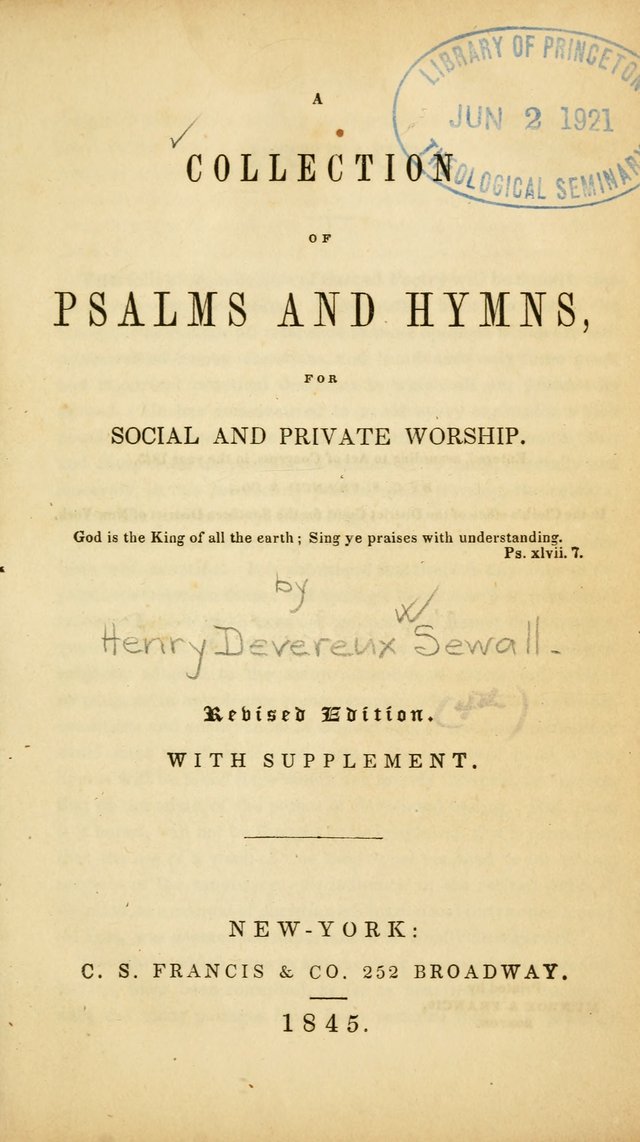 A Collection of Psalms and Hymns, for Social and Private Worship (Rev. ed.  with supplement) page 2