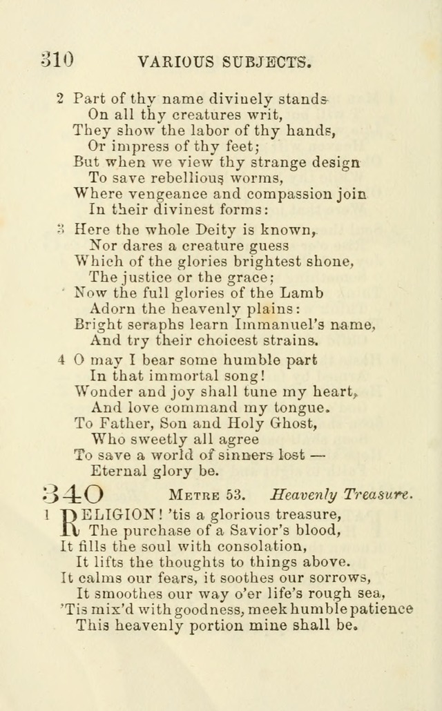 A Collection of Psalms, Hymns, and Spiritual Songs: suited to the various occasions of public worship and private devotion of the church of Christ: with an appendix of  German hymns page 310