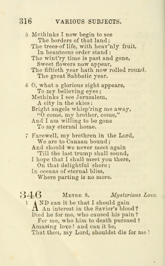 A Collection of Psalms, Hymns, and Spiritual Songs: suited to the various occasions of public worship and private devotion of the church of Christ: with an appendix of  German hymns page 316