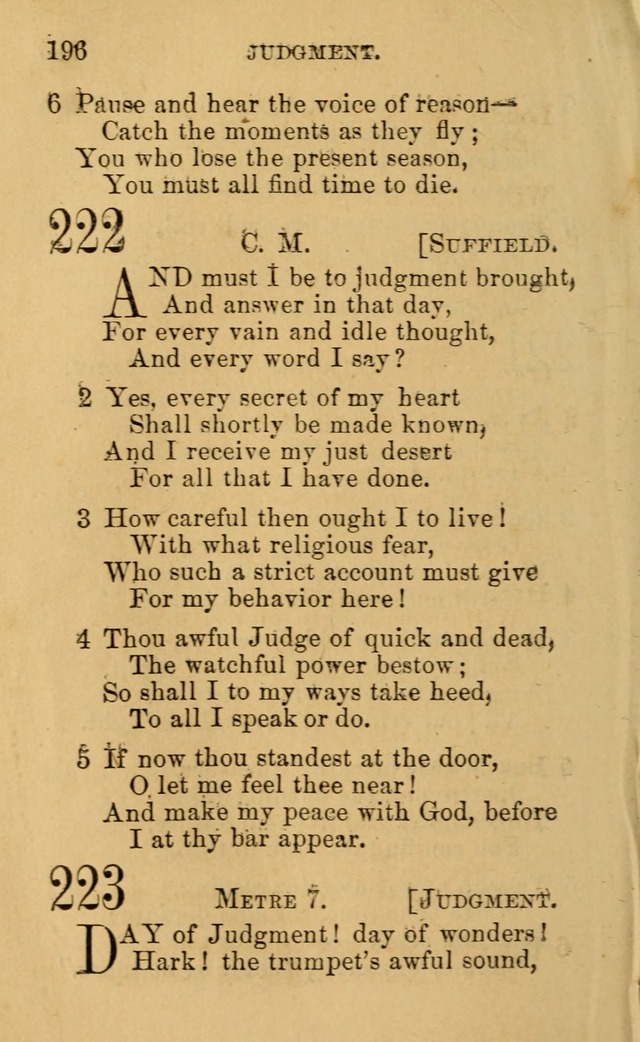 A Collection of Psalms, Hymns, and Spiritual Songs: suited to the various occasions of public worship and private devotion, of the church of Christ (6th ed.) page 196