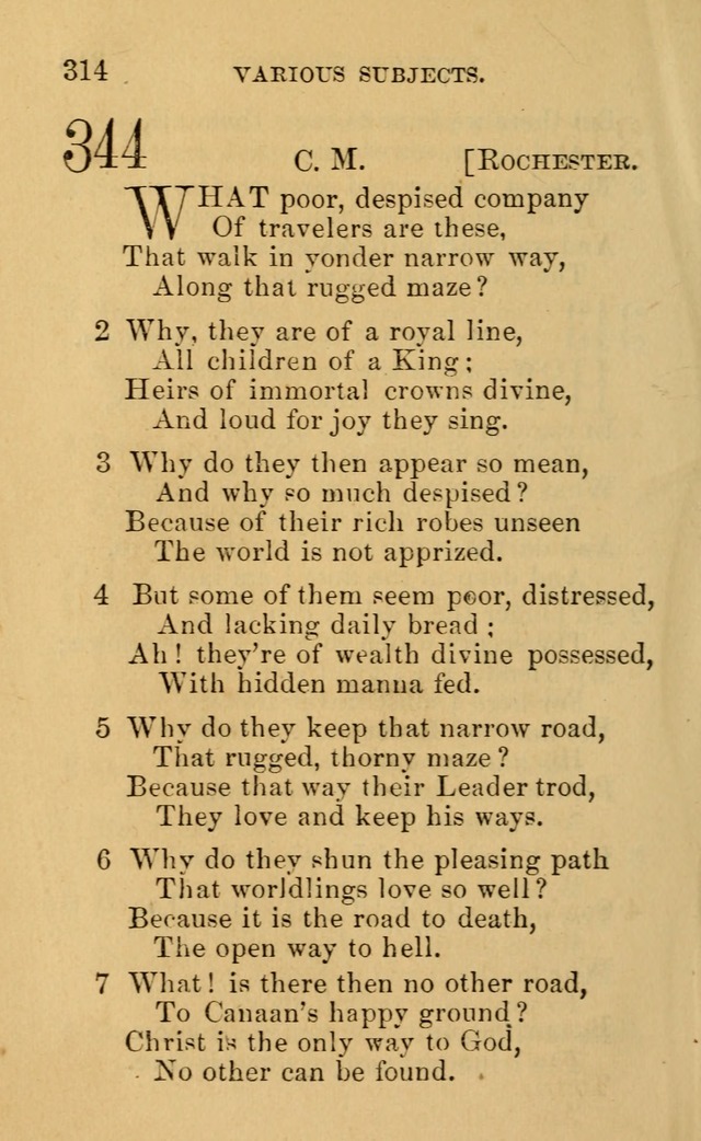 A Collection of Psalms, Hymns, and Spiritual Songs: suited to the various occasions of public worship and private devotion, of the church of Christ (6th ed.) page 314