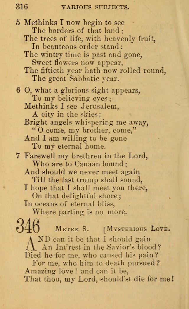 A Collection of Psalms, Hymns, and Spiritual Songs: suited to the various occasions of public worship and private devotion, of the church of Christ (6th ed.) page 316