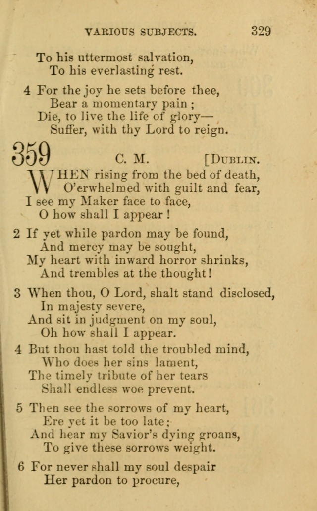 A Collection of Psalms, Hymns, and Spiritual Songs: suited to the various occasions of public worship and private devotion, of the church of Christ (6th ed.) page 329