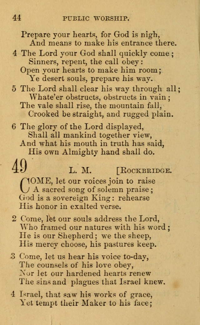 A Collection of Psalms, Hymns, and Spiritual Songs: suited to the various occasions of public worship and private devotion, of the church of Christ (6th ed.) page 44