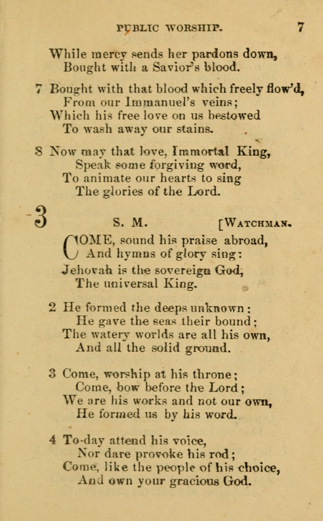 A Collection of Psalms, Hymns, and Spiritual Songs: suited to the various occasions of public worship and private devotion, of the church of Christ (6th ed.) page 7