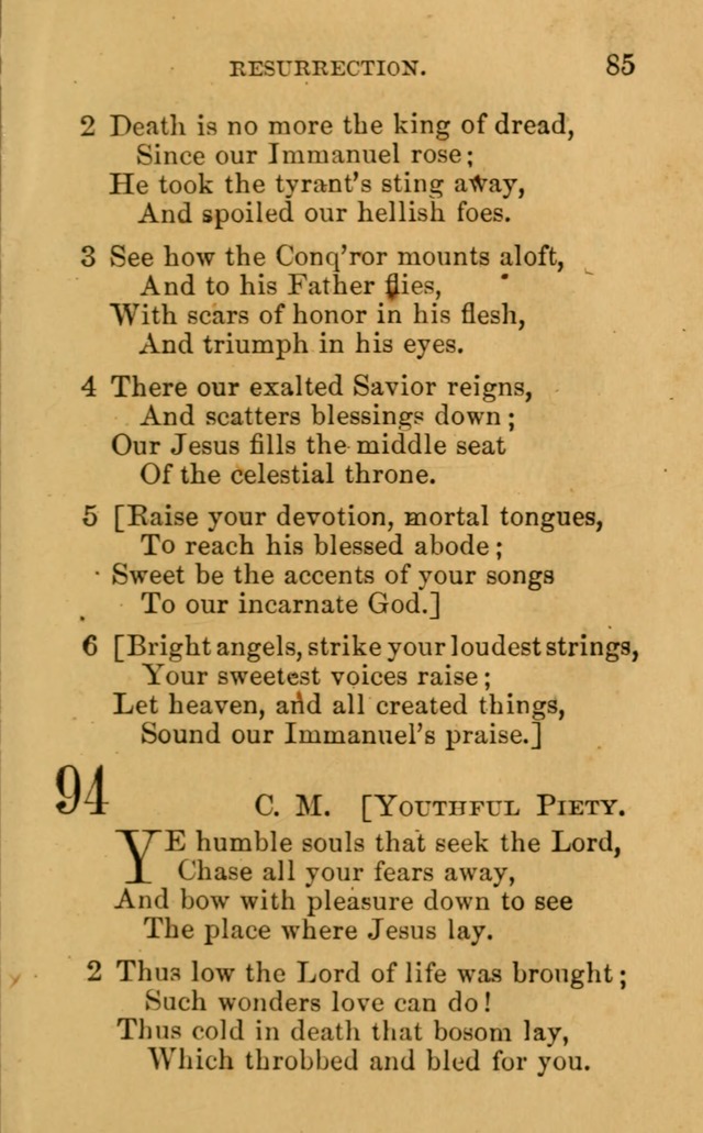 A Collection of Psalms, Hymns, and Spiritual Songs: suited to the various occasions of public worship and private devotion, of the church of Christ (6th ed.) page 85
