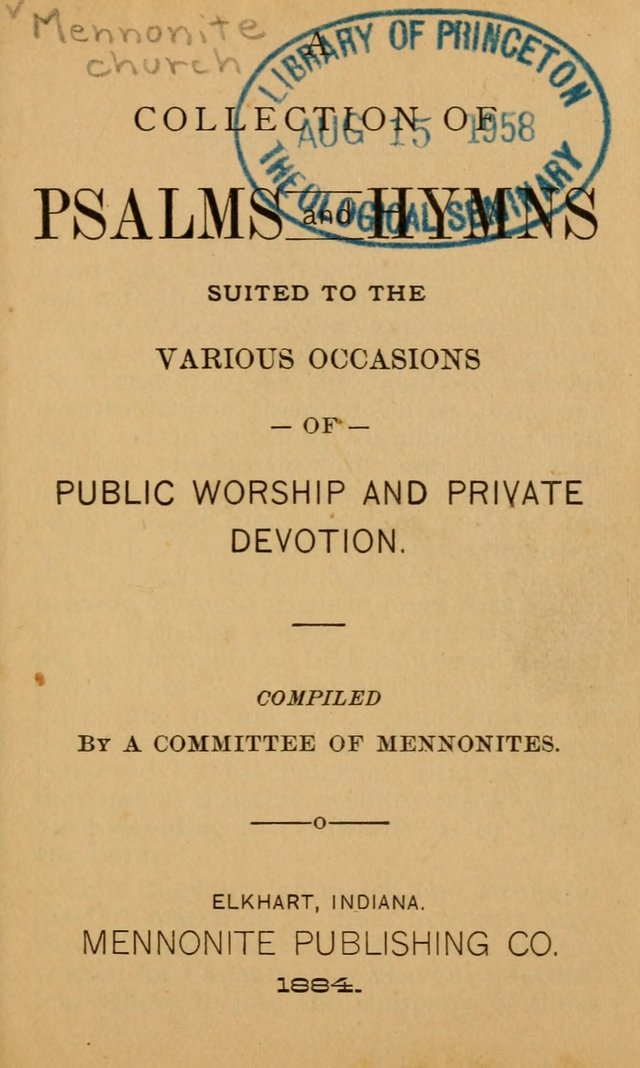 A Collection of Psalms and Hymns: suited to the various occasions of public worship and private devotion page 1